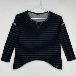 Guess Surca Fleece Striped Sweatshirt Charcoal L